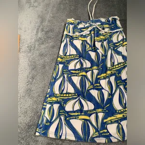Lilly Pulitzer rare y2k Blue Sailboat Halter coverup swim terrycloth L(8-10) thumbnail 2