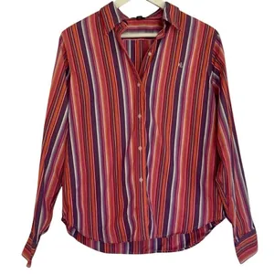 Lauren Ralph Lauren 100% cotton pink striped button down large thumbnail 1