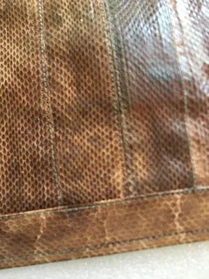 Vintage 80s 90s Shoesstrings Snakeskin Clutch Purse Bag Brown 11.5” x 7.5” thumbnail 4