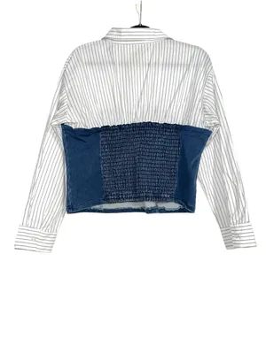 Anthropologie Dolan Left Coast Denim-Knit Shirting Twofer Top LARGE thumbnail 4