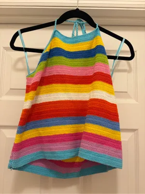 Ralph Lauren Multicolor Crochet Halter Tank Top thumbnail 1
