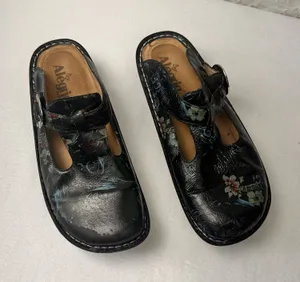 Alegria Clogs Size 8.5 / 39 Women's Floral Mules Leather Shoes Comfort Slip On thumbnail 1