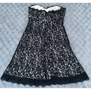 White House Black Market Black Lace Dress Strapless Cocktail Formal Sz 4 Small thumbnail 10