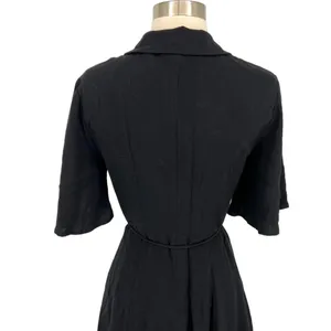 Emory Park Shirt Style Romper with Flutter Sleeves Black Size Small NWT thumbnail 6