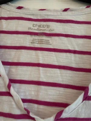 Chico's Set of Cardigan & and Matching Camisole-White with Magenta Stripes, XL thumbnail 8