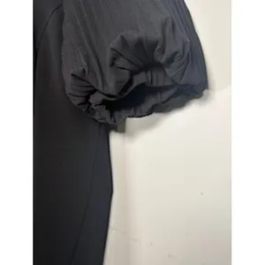 Nina Leonard Sheath Dress Black Pleated Puff Sleeve Midi LBD Elegant Size‎ M thumbnail 4
