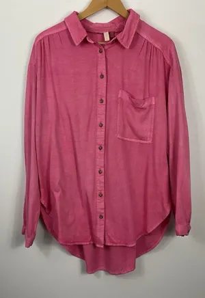 Pilcro Anthropologie Boyfriend Button Down Shirt Womens Size Large thumbnail 1