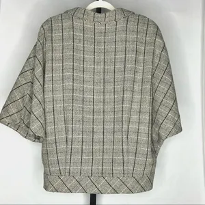 Halogen Herringbone Wool Blend Cape Coat Womens L Brown Plaid Academia Poncho thumbnail 3