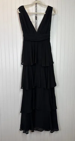 NWOT Lulus Amazing Evening Black Tiered Maxi Dress Bridesmaid Wedding Prom Sz XL thumbnail 2