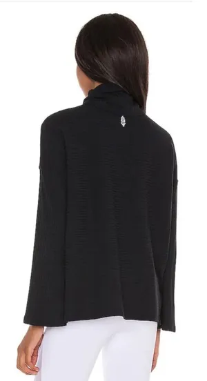 Free People Movement Black Ribbed Turtleneck Boxy Top Womens Small thumbnail 1
