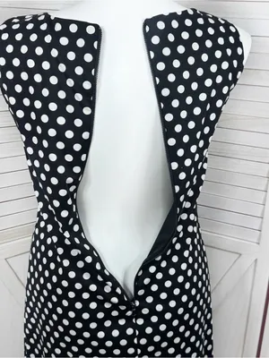 Betsey Johnson Polka Dot Ruffle Hem Sleeveless Sheath Dress Black White 14 thumbnail 7