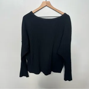 Project Social T NWT Getaway Notch Neck Sweater Ribbed Pullover Black Size Small thumbnail 8