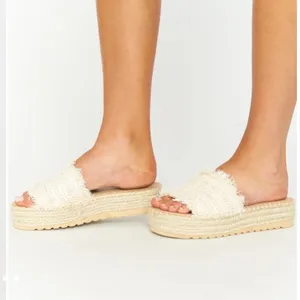 Matisse Seashell Cream Raffia Platform Slides 9 Tan thumbnail 2