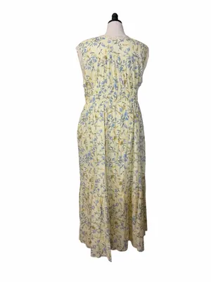 Taylor Maxi Dress 16W Yellow Floral Cotton Lace Smocked Waist NWT Cottagecore thumbnail 6