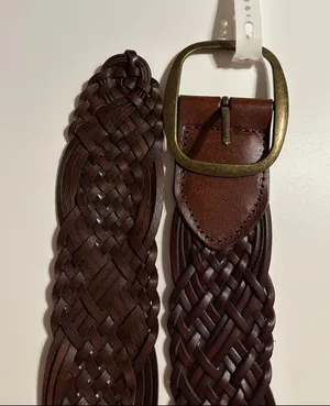 SONOMA womens Braided Leather Belt in Dark Brown with Brass Buckle nwt Sz Large thumbnail 1