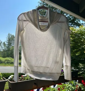Aeropostale White Off the Shoulder or Cowl Neck Sweater thumbnail 1