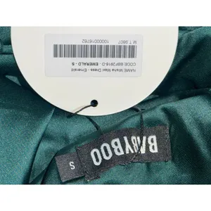NWT Babyboo Misha Emerald Green Satin Strappy Back High Slit Maxi Dress Size S thumbnail 7