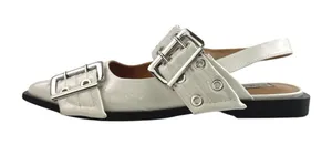 Steve Madden Graya White Patent Leather Studded Pointed Toe Slingback Flats 8 thumbnail 1