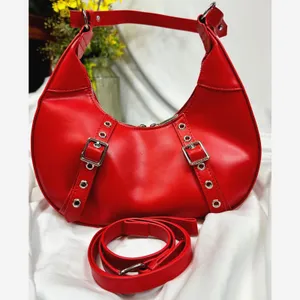 8 Other Reasons Delphine Double Buckle Shoulder bag Red / Silver thumbnail 3
