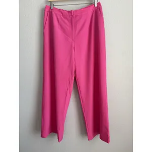 Ming Wang Carmine Rose Pink Wide Leg Pants High Rise Slacks Medium Barbiecore thumbnail 5