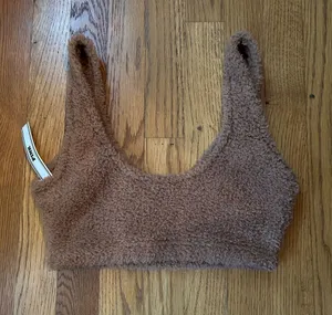 PINK Victoria's Secret Plush Sherpa Cropped Bralette in Brown thumbnail 1