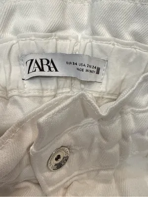 Zara White Paperbag Waist jeans Sz 2 thumbnail 5