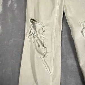 PacSun Jeans 90's Boyfriend Women's Sz 24 Beige Cotton Ripped Knees Distressed‎ thumbnail 3