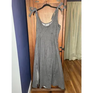 Baevely NEW Faded Black Denim Trapeze Maxi Dress Whimsygoth Grunge Size M Y2K thumbnail 6