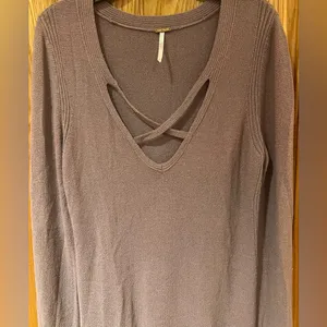 Free People Mauve Crisscross Side Slit Long Bell‎ Sleeves Tunic Sweater Small thumbnail 5