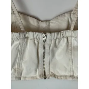 Farm Rio‎ Shirt Women XS Ivory Polka Dot Cotton Bustier Cropped Tank Top thumbnail 6