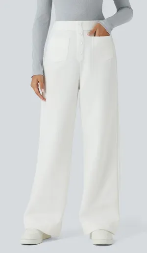 SKIMS HALARA High Waisted Button Multiple Pockets Straight Leg Casual Pants thumbnail 1