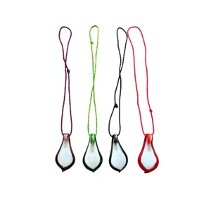 Set of 4 Hand Blown Art Glass Flame Teardrop Pendant Cord Necklaces‎ Multi Color thumbnail 2