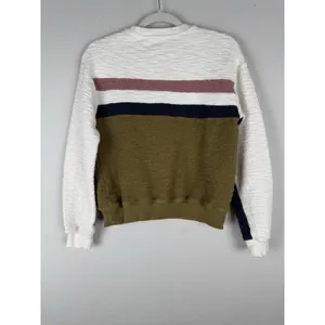 Faherty Vista Olive Cream Striped Pullover French‎ Terry Sweatshirt Womens Small thumbnail 11