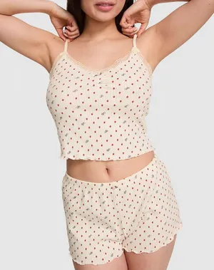 NWOT Victoria’s secret PINK needle pointelle strawberry print shorts XS thumbnail 1