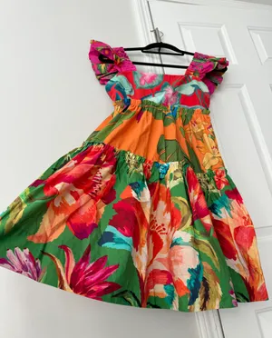 Foliage Mix Cotton Mini Dress, Size XS thumbnail 7