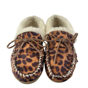 J. Crew Leopard Calf Hair Faux Fur Slip On Flats Moccasin Slippers Shoes Size 10 thumbnail 2