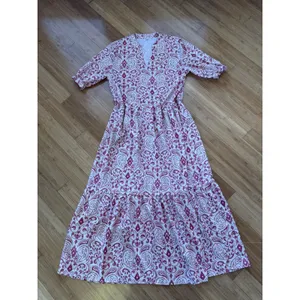 Pink/Fushia Maxi long dress with ruffles on sleeves thumbnail 3