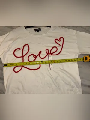33 Degrees White Love Heart Chenille Script Sweater XXL NWOT thumbnail 6