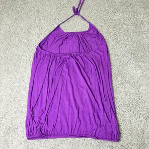 Urban Nomad Earthbound Trading Purple Halter Bubble Hem Boho Top Womens L XL thumbnail 2