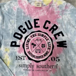 Simply Southern Tie Dye Long‎ Sleeve Tee Size Medium M Pogue Crew thumbnail 2