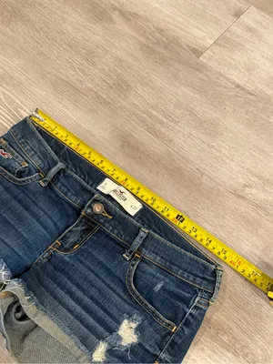 Hollister Dark Blue Frayed Hem Denim Shorts thumbnail 6