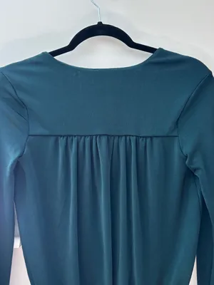 Free People Intimately Turnt Wrap Bodysuit XS Emerald Green Draped Blouse Top thumbnail 9