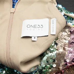 One‎ 33 Social. Sequin multicolor cocktail dress. Pink thumbnail 4
