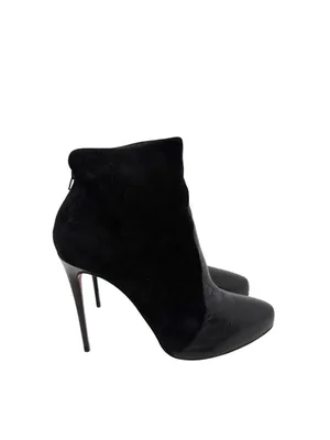 Christian Louboutin Gaetanina Black Leather Suede Almond Toe Ankle Boots Size 40 thumbnail 2