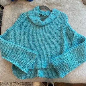 Free People Blue Turtleneck Sweater Size Small thumbnail 3
