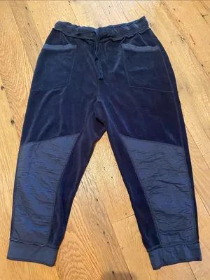 Free People Movement Let It Go Velour Joggers Blue Stretch Pants Medium thumbnail 4