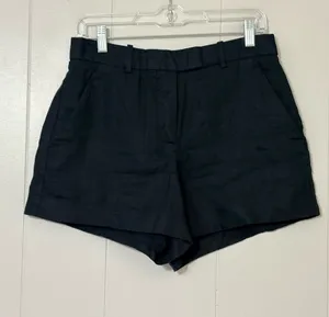 Abercrombie & Fitch A&F Linen Collection High Rise Tailored Shorts Black 27 thumbnail 1