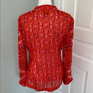 Tory Burch Tunic Orange sequined bright blouse‎ top shirt size 8 thumbnail 3