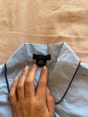 J. Crew Light Blue Button-Up Top with Black Trim thumbnail 2