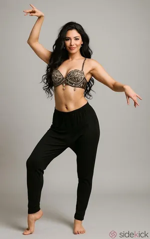 Belly dancer pants gypsy black sari high waist elastic ren fair whimsigoth sz M thumbnail 1